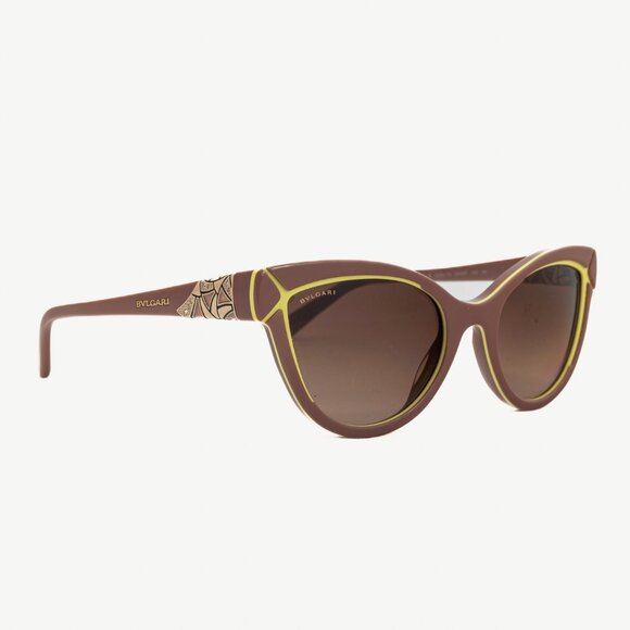 Bvlgari Diva Divina 8156B Brown Crystal-Embellished Cat-Eye Sunglasses - Picture 1 of 10